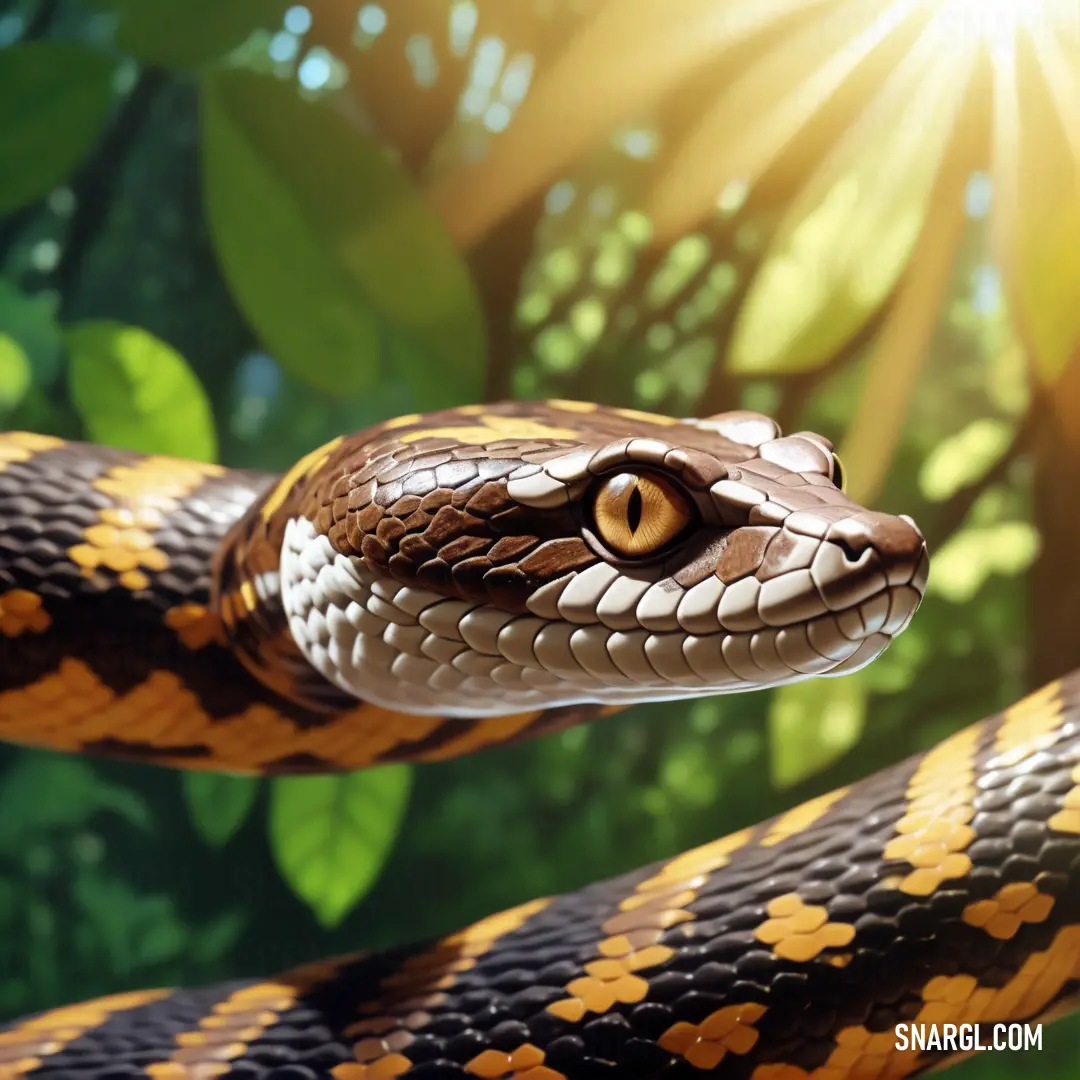 Snake with a yellow stripe on its head and a black