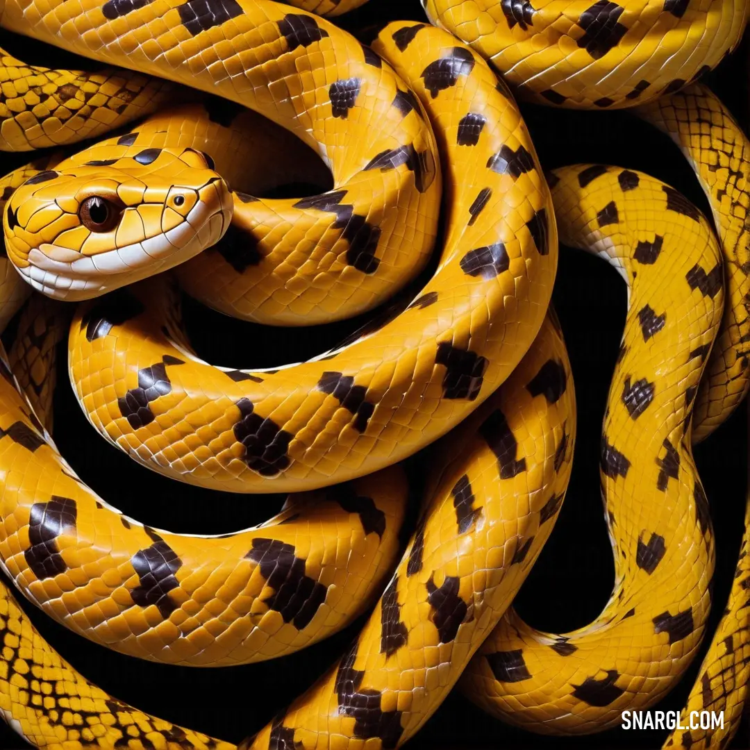 Yellow snake with black spots on its head and neck