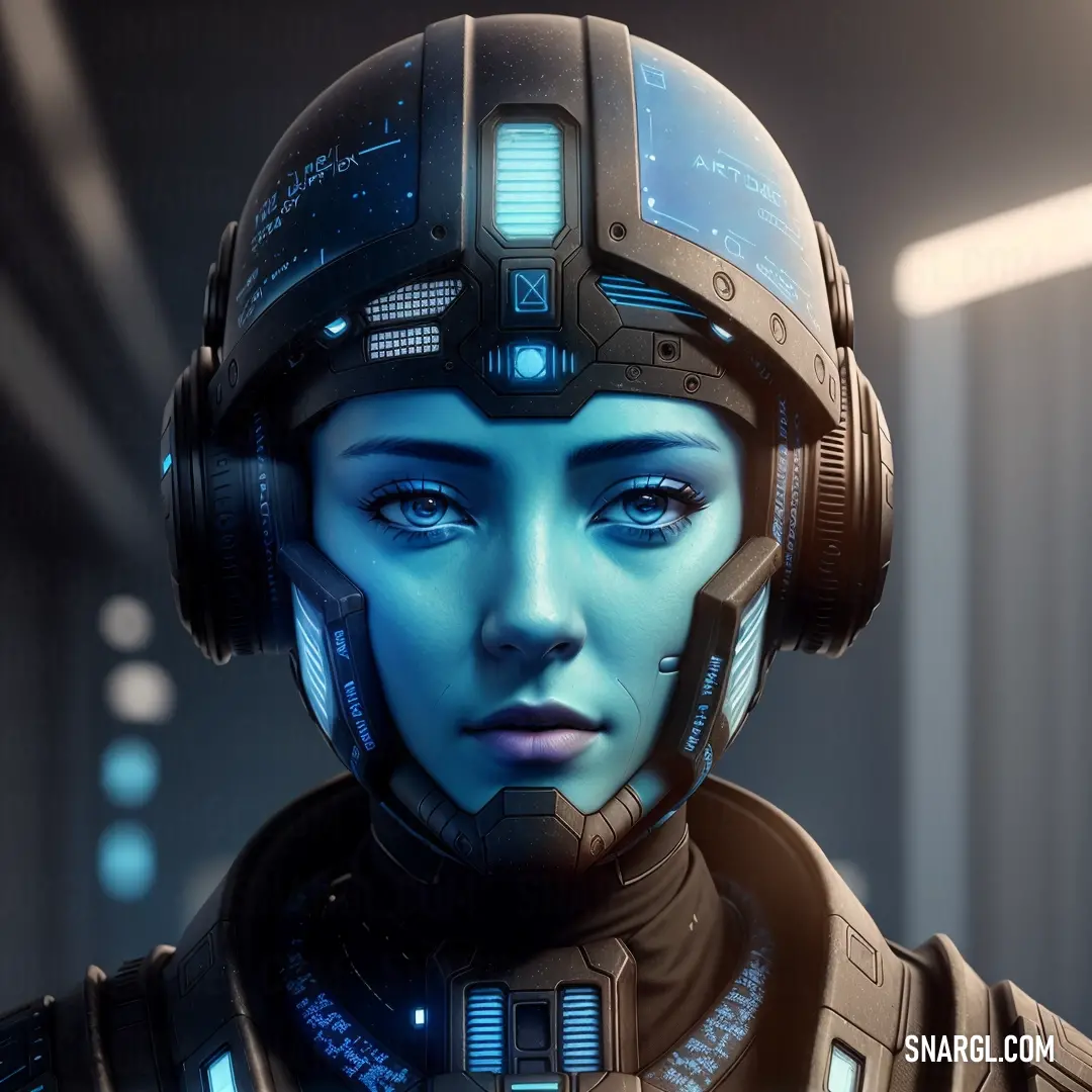 Woman in a futuristic suit with headphones on her head