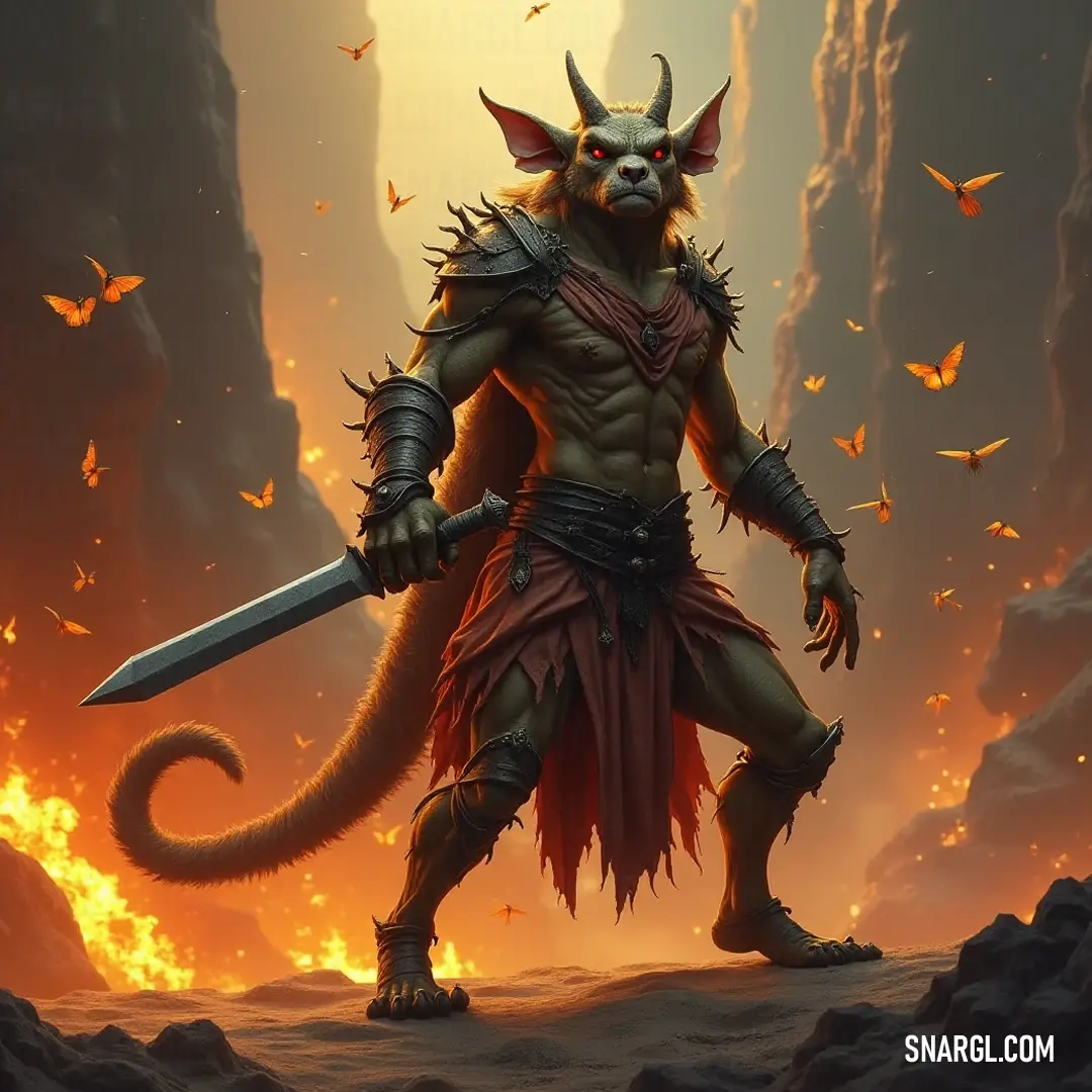 Adventurous Brak poses with a sword amidst butterflies and a dramatic sky. Brak, dressed in his adventurous attire, brandishes a sword while standing on a rugged rock surface. Surrounding him are delicate butterflies and a dramatic sky embellished with fluffy, billowing clouds.