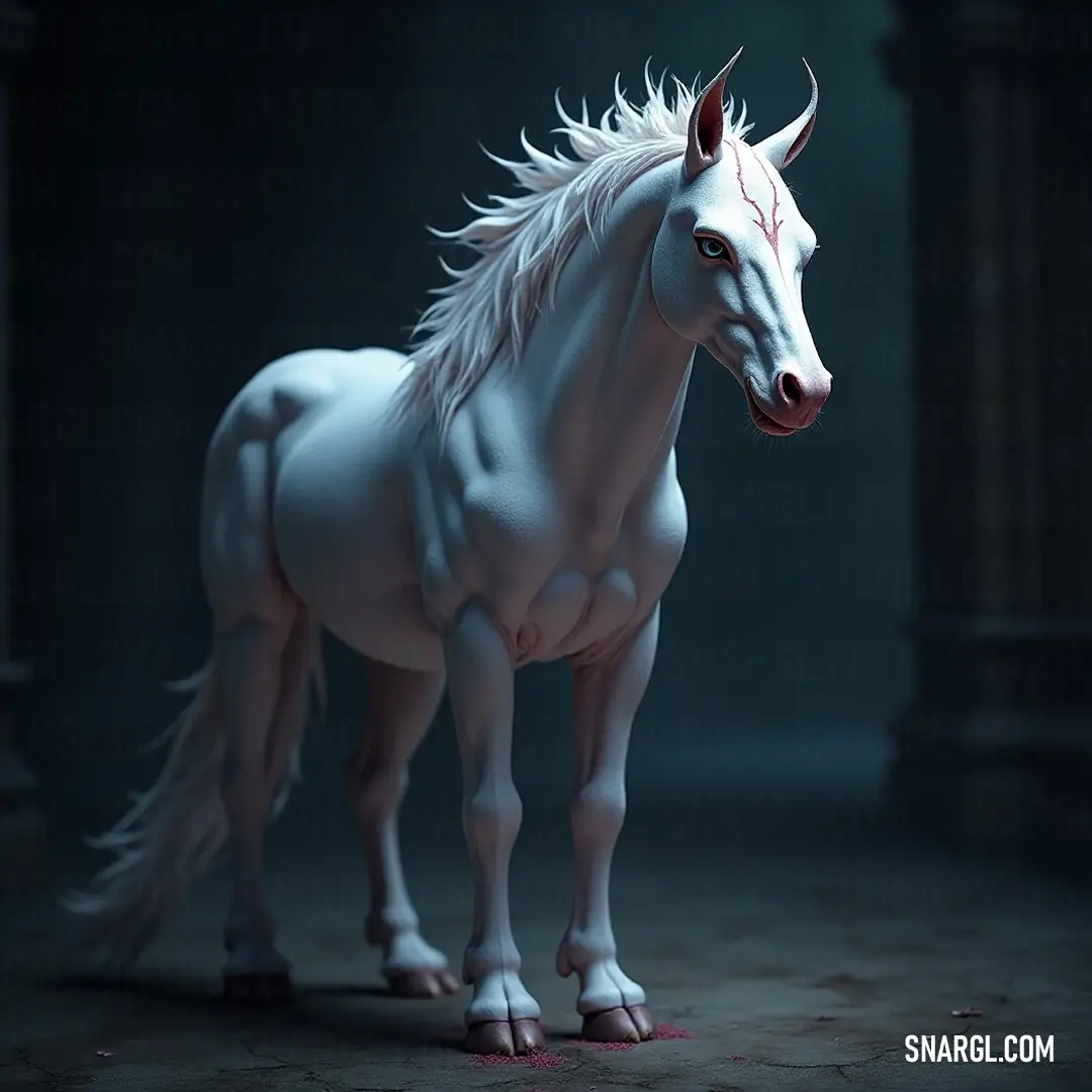 White Branwen radiating allure in a softly illuminated dark room. White Branwen stands confidently in a dimly lit room, her striking presence illuminated by a soft light that enhances the intrigue and allure of her surroundings.