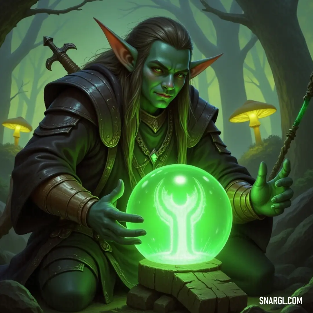 Brendol, the brave adventurer, holds a radiant orb in an enchanted forest filled with vibrant mushrooms. A brave adventurer named Brendol stands amidst an enchanted forest, holding a luminous orb that casts a warm glow over a landscape dotted with vibrant mushrooms, creating a mystical atmosphere of wonder and adventure.