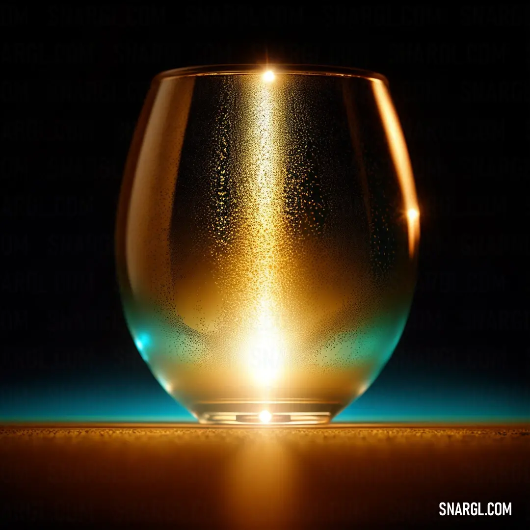 Glass of water on a table with a light shining on it's side and a black background