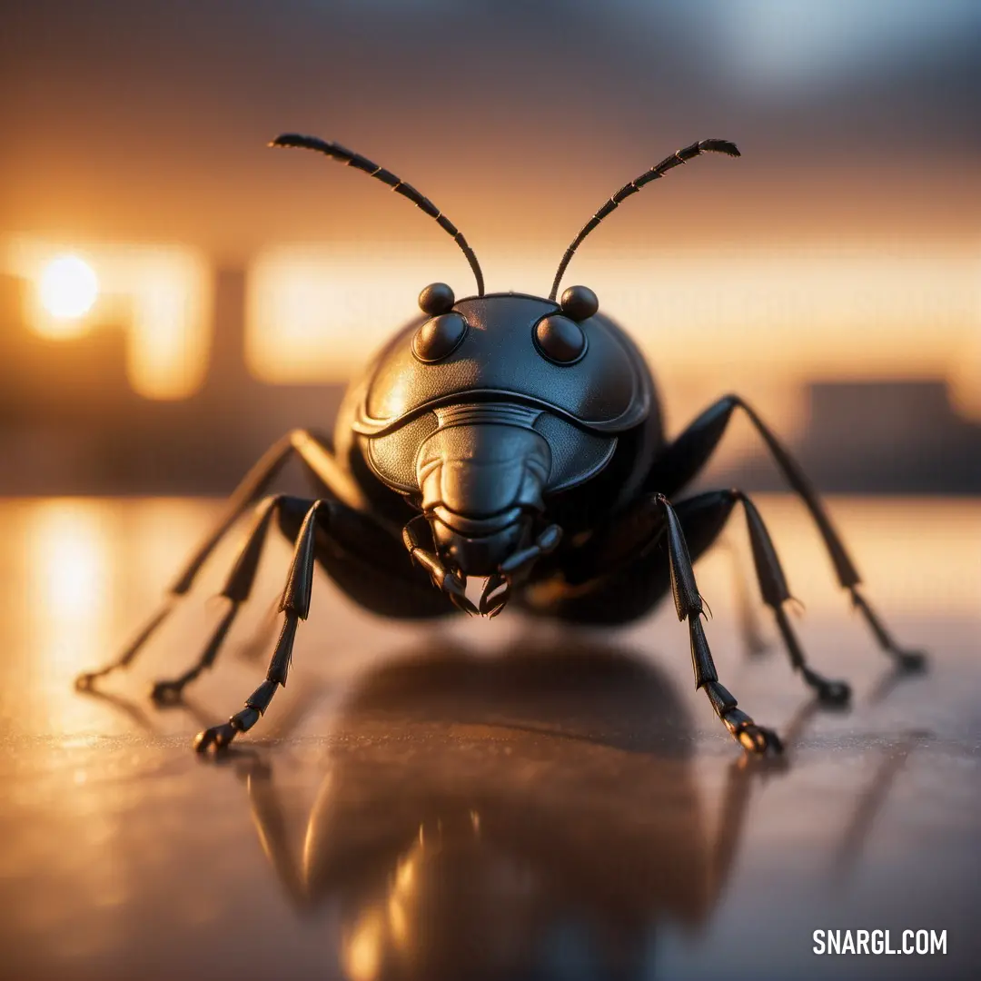 Close up of a bug on a table with a blurry background