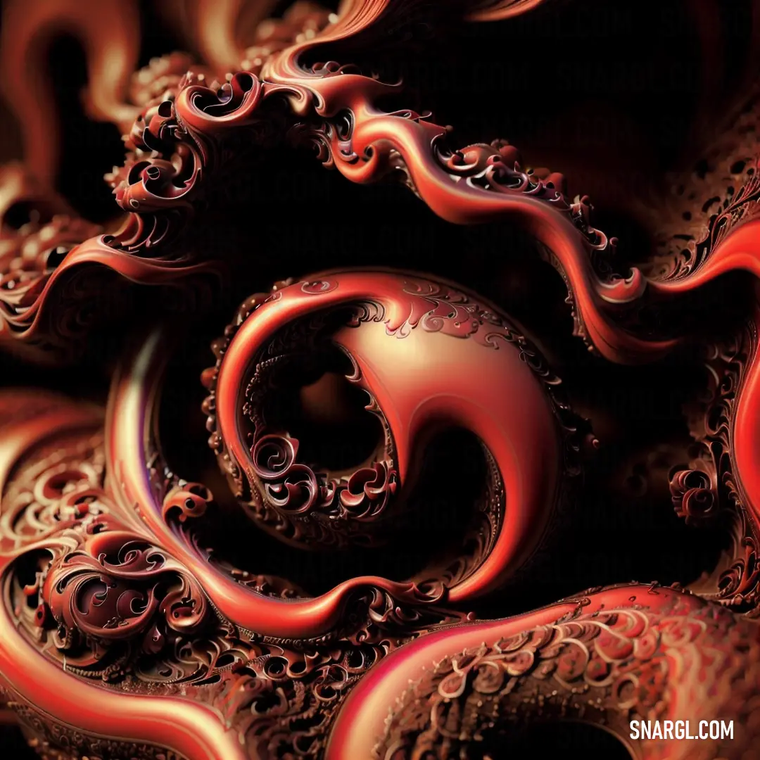 Very intricate red and black background with swirls and curves on it's surface
