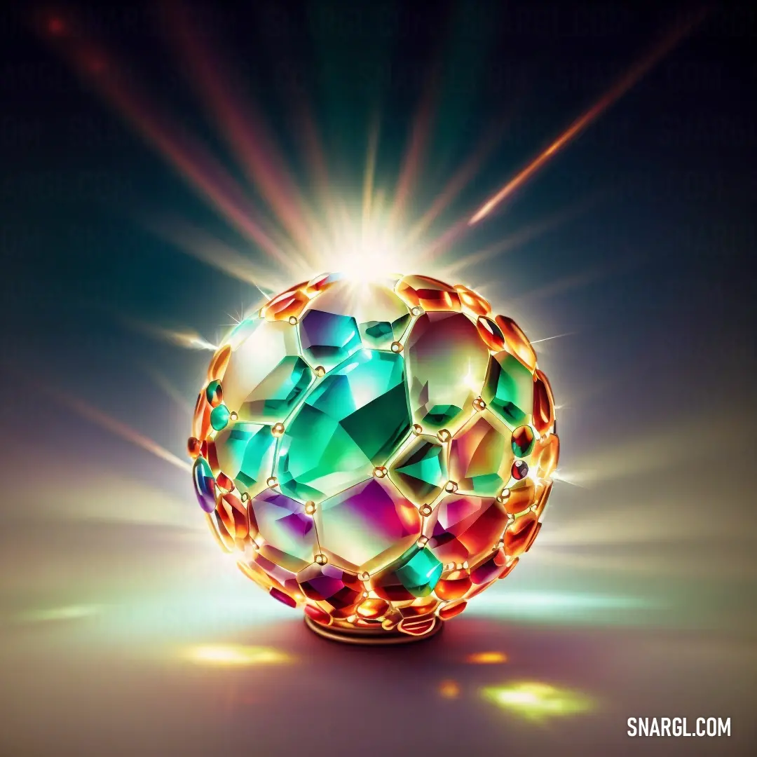Shiny ball of glass with a bright light behind it on a dark background