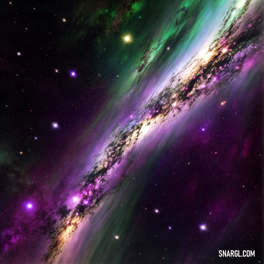 Very colorful space with a very large star in the middle of it