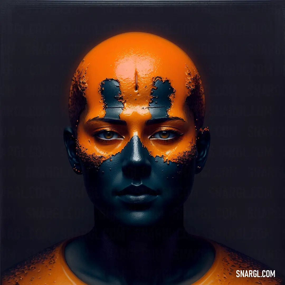 Man with orange and black paint on his face