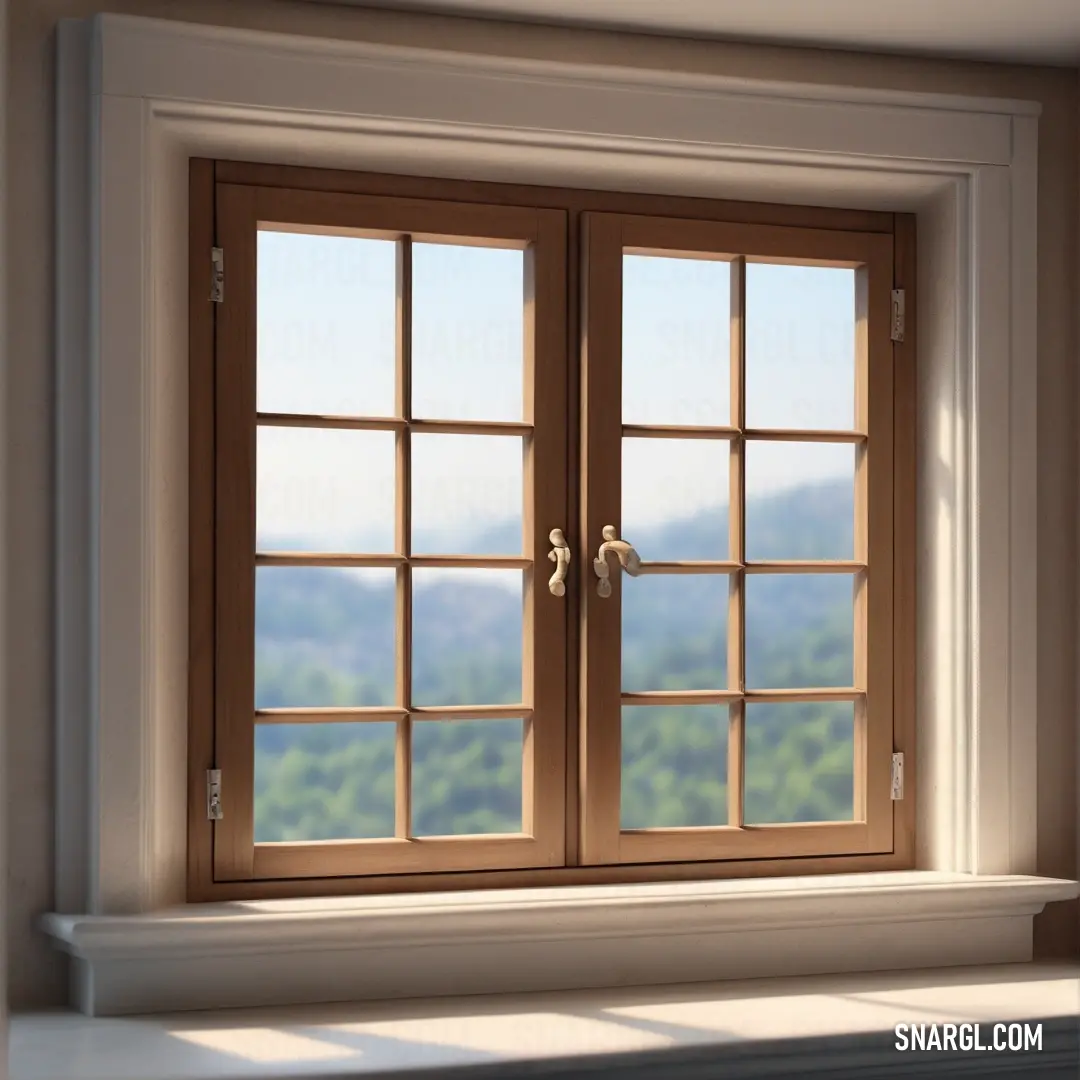 Cafe noir color example: Window with a view of a mountain range outside of it