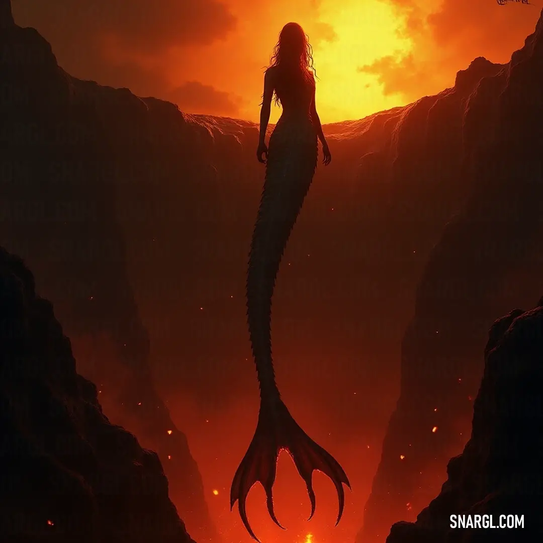 Calista: The Adventurous Spirit on a Cliff Beneath a Vivid Sunset A dynamic figure named Calista, poised on a cliff with a dragon tail, gazing towards a breathtaking sunset that casts vibrant hues across the sky, embodying a spirit of adventure and defiance.