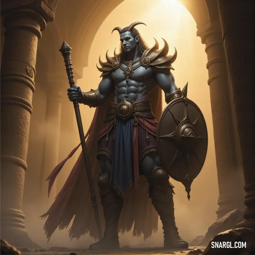 Camael, the armored warrior, stands poised with a sword and shield, exuding strength and courage as he prepares for any battle ahead, a true symbol of divine determination. Camael, a warrior angel clad in armor and helmet, holds both a shield and a sword, standing tall and ready for battle. His powerful stance suggests unwavering courage as he prepares for whatever challenges may come.