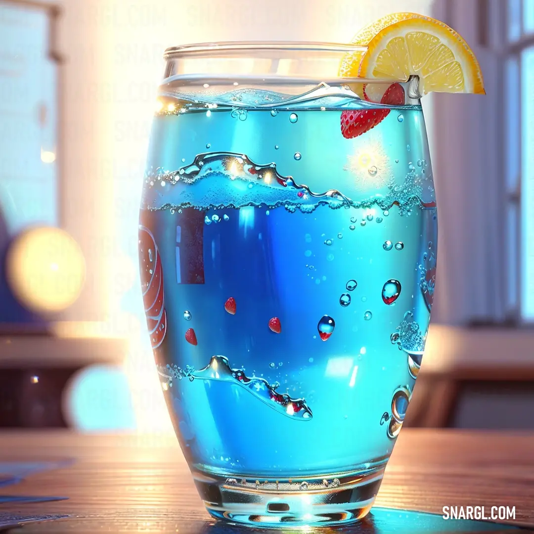 Glass of water with a lemon wedge on top of it and a straw in the glass