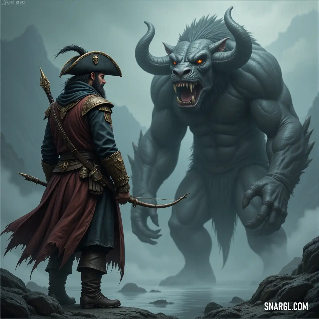 Captain Blaze in his pirate attire, wielding a sword, stands boldly beside a massive sea creature, both ready for the next thrilling encounter on the open ocean. Captain Blaze stands confidently in his pirate outfit, a gleaming sword in hand, next to a towering sea monster. His eyes are locked on the horizon, while his striking captain’s hat adds to his authoritative look, commanding the scene with an air o