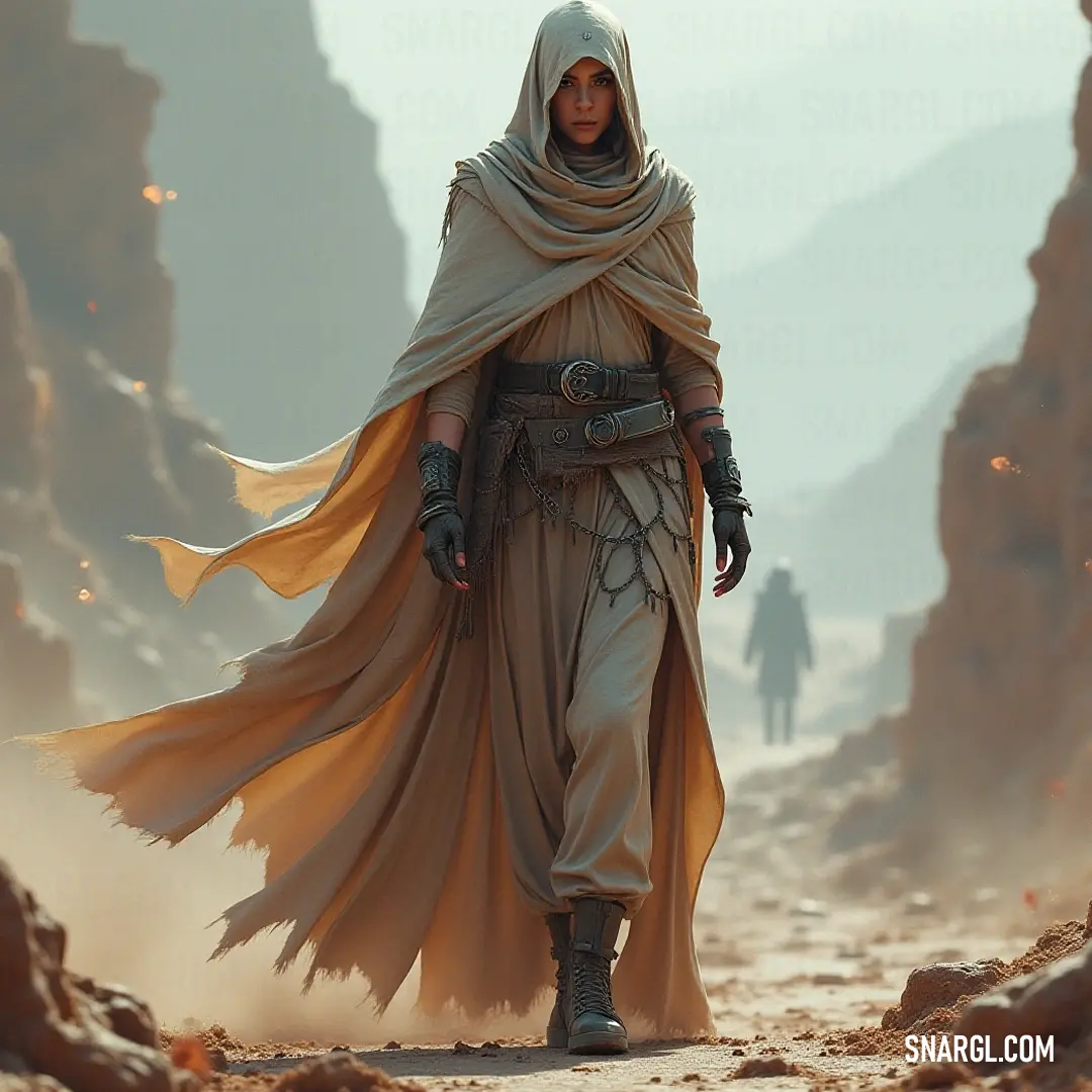 An intrepid wanderer makes their way through the expansive desert landscape, showcasing the resilience and courage of the adventurous spirit. A determined figure traverses the arid expanse of the desert, clad in protective attire, embodying the spirit of exploration under the sun-soaked sky.
