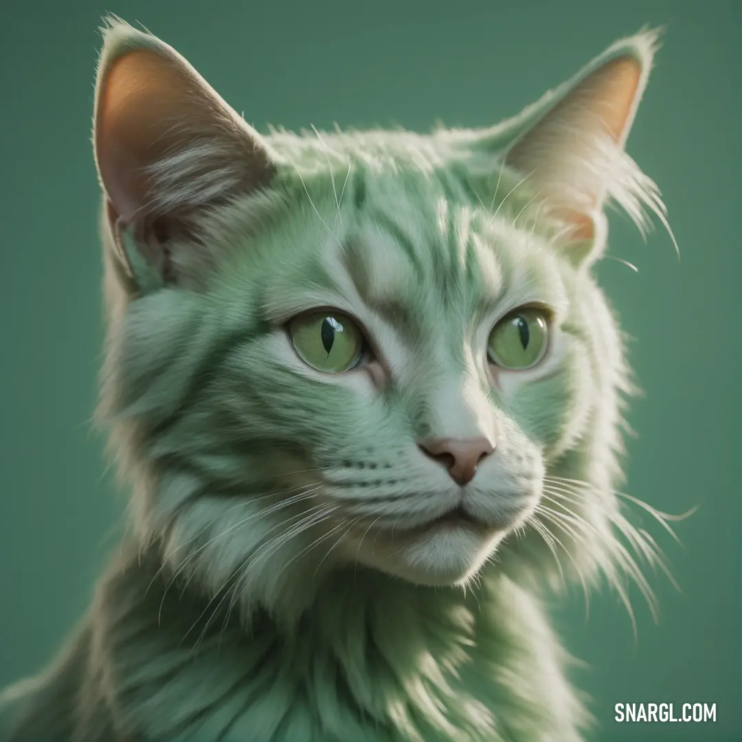 Green Cat with a green background
