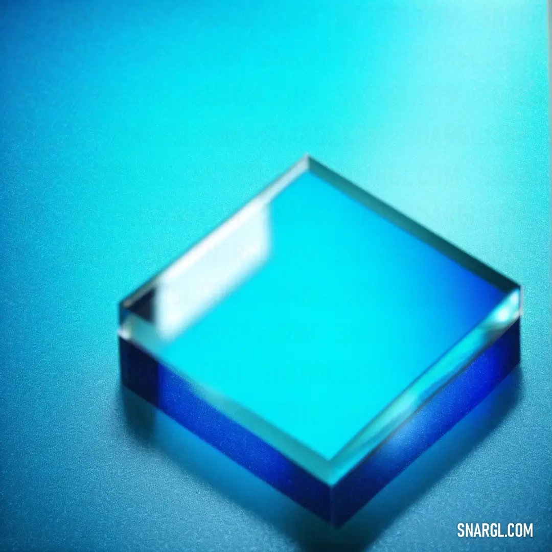 Blue square object with a reflection on it's surface