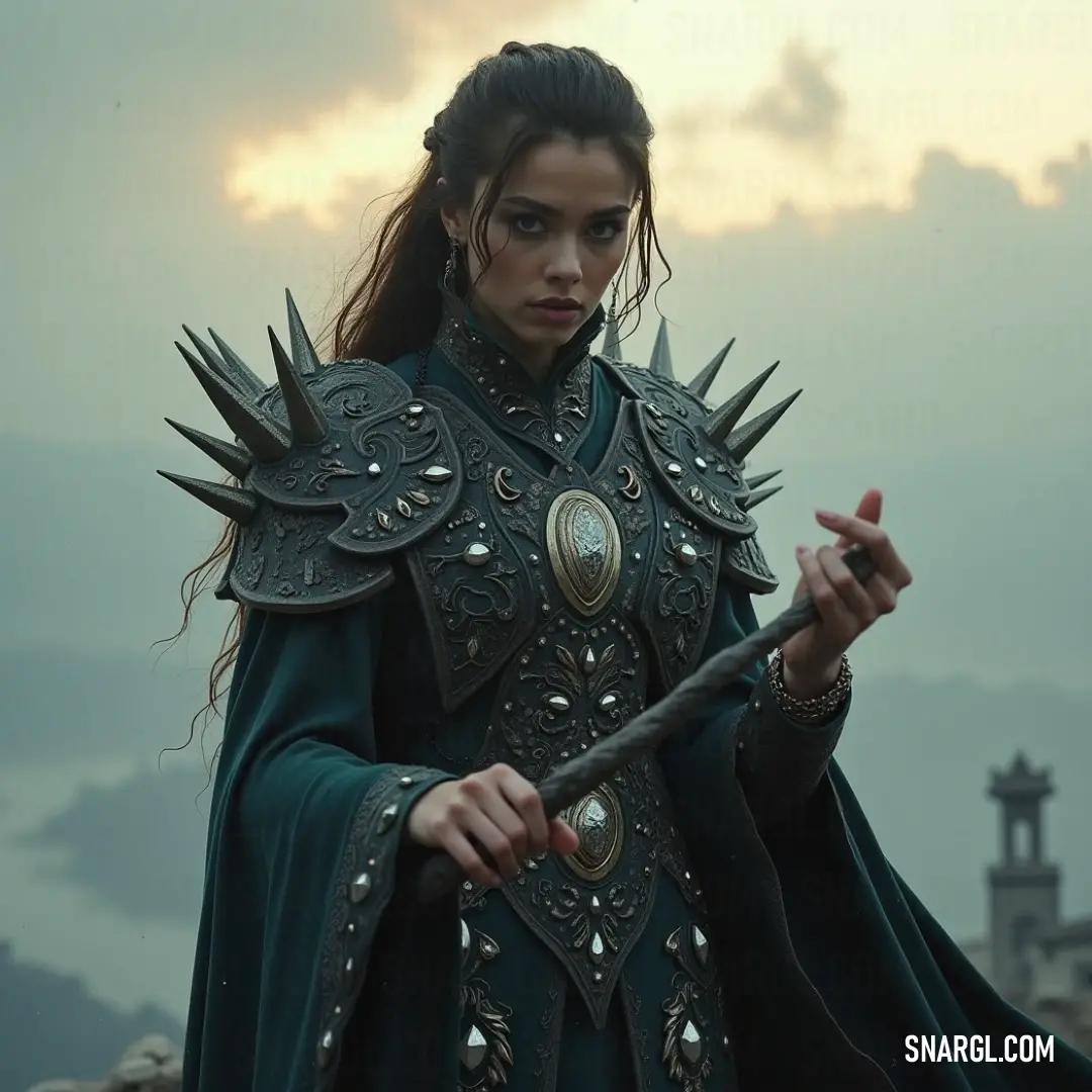 A courageous figure in a vivid green outfit wielding a sword, ready for adventure in a vibrant landscape. A fierce warrior adorned in a vibrant green outfit and flowing cape brandishes a sword with confidence, standing tall amidst the verdant landscape, where life pulsates with energy and adventure awaits.