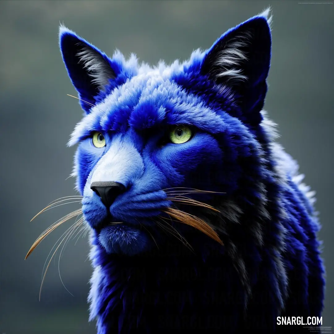 Blue cat with a long whiskers on its nose and eyes