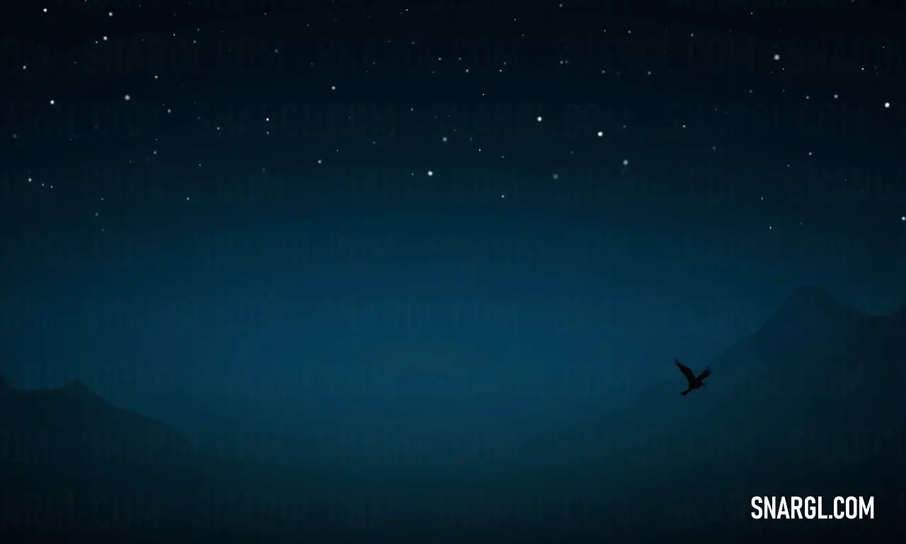 A graceful bird soars through the night sky, stars twinkling above as a distant mountain range provides a dramatic backdrop, capturing the essence of freedom and the beauty of the night.