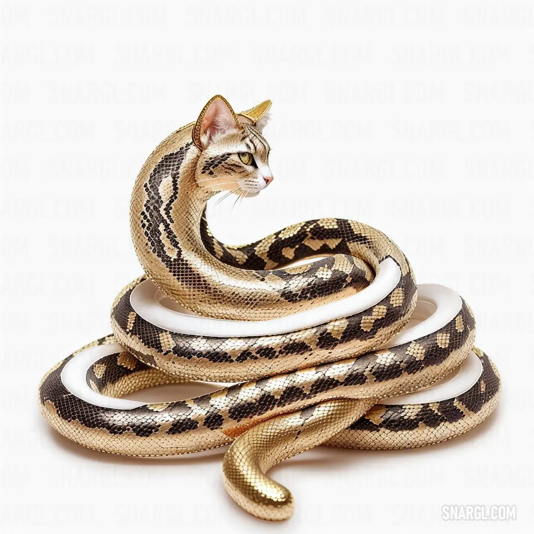 Cat is on top of a snake statue