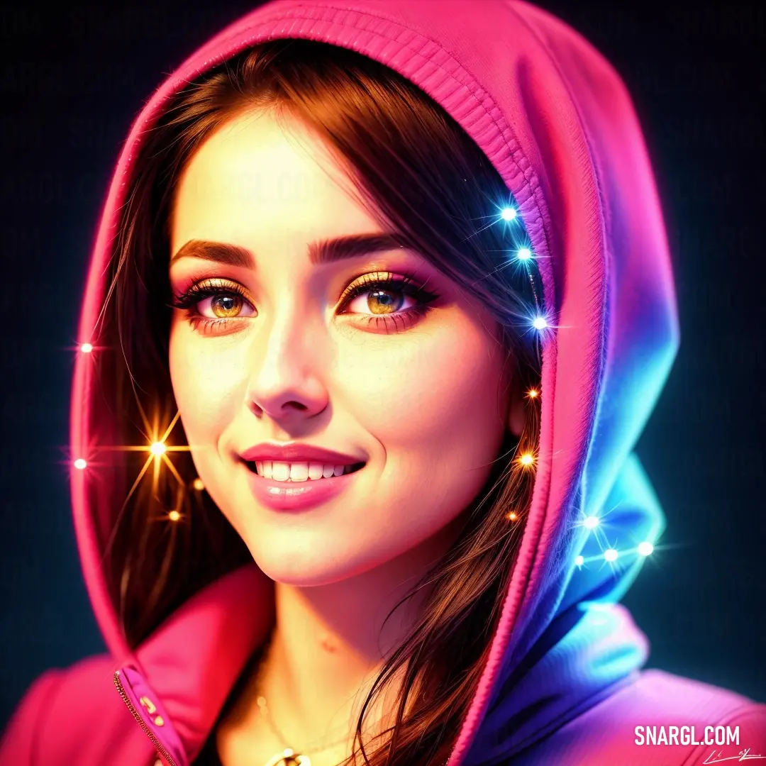 Woman with a hoodie and a bright light on her face and eyes