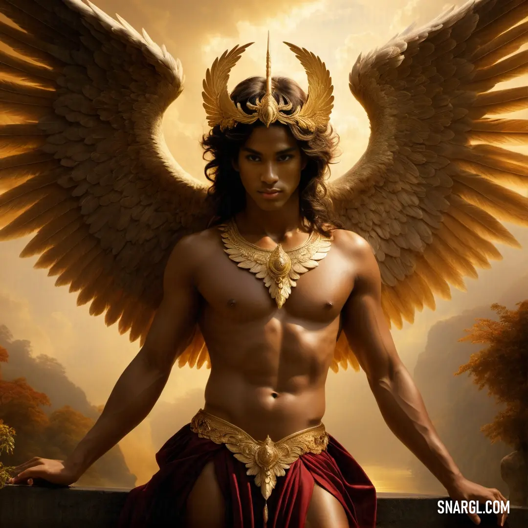 Cherubim with a large angel like head and wings on his body and chest