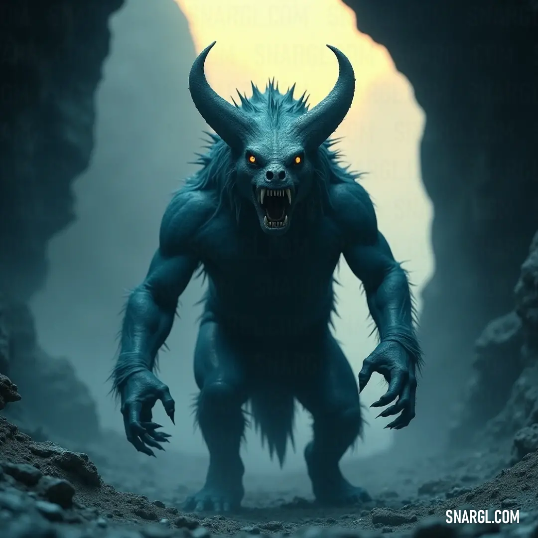 Within the depths of a cavern, a Chupacrux with striking glowing eyes and formidable horns stands as a sentinel of the shadows, its enigmatic allure and strength resonating in the tranquil darkness of the underground realm. In a shadowy cave, a Chupacrux with impressive horns and glowing eyes stands amidst natural rock formations, exuding an air of mystery and power as it commands the dim space, captivating any who dare to approach.
