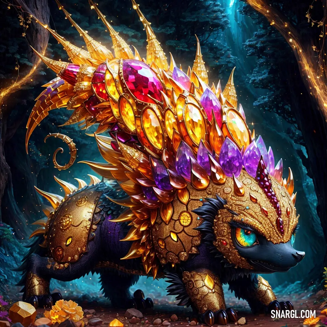 Painting of a dragon with many colors on it's head and tail