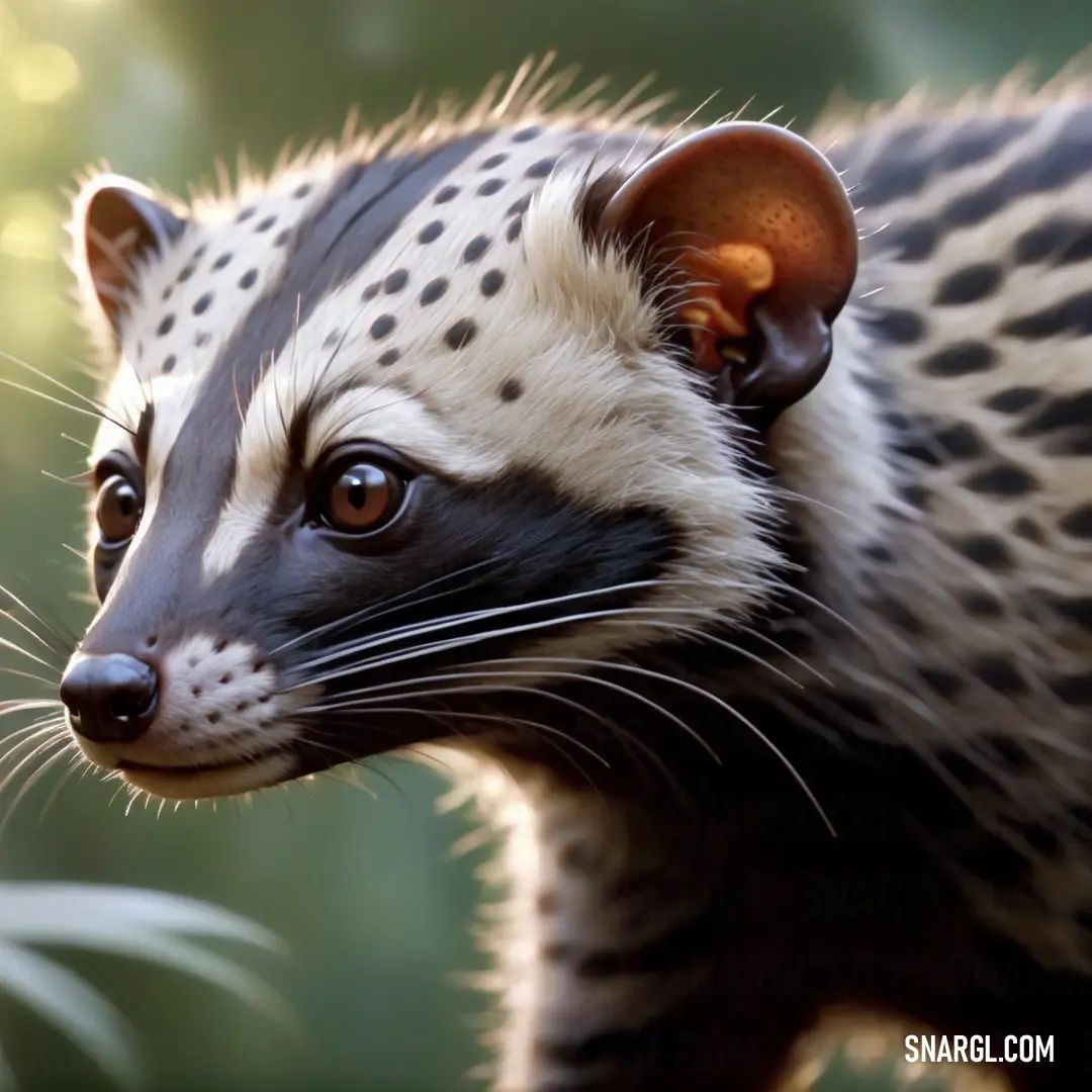 Close up of a small Civet with a blurry background