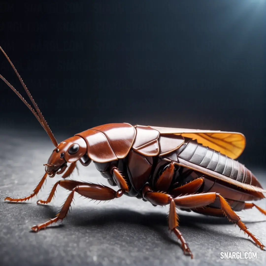 Close up of a bug on a table with a light in the background