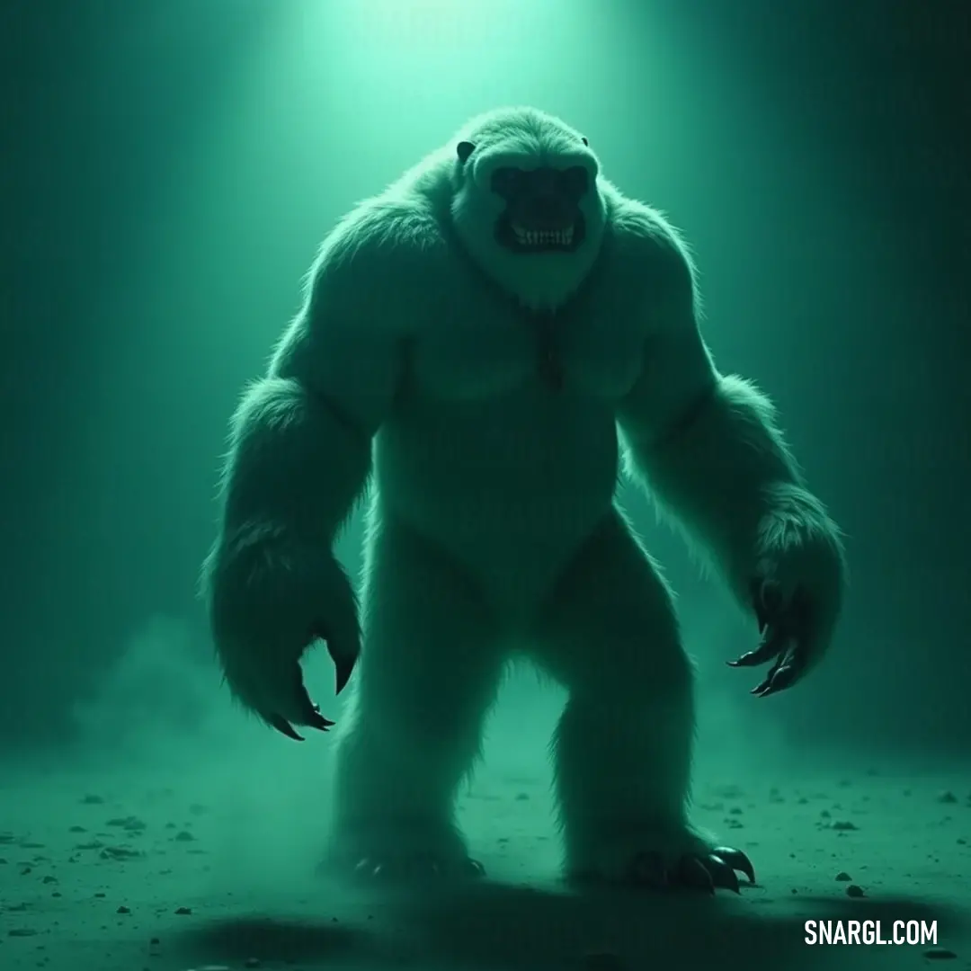 Ethereal white beast illuminated in dark surroundings, a striking presence that captivates the viewer's imagination with its enchanting features. Majestic white creature of the night, illuminated by a soft, glowing light that highlights its powerful physique and mysterious aura, stands still in the shadows, evoking intrigue and a sense of wonder.
