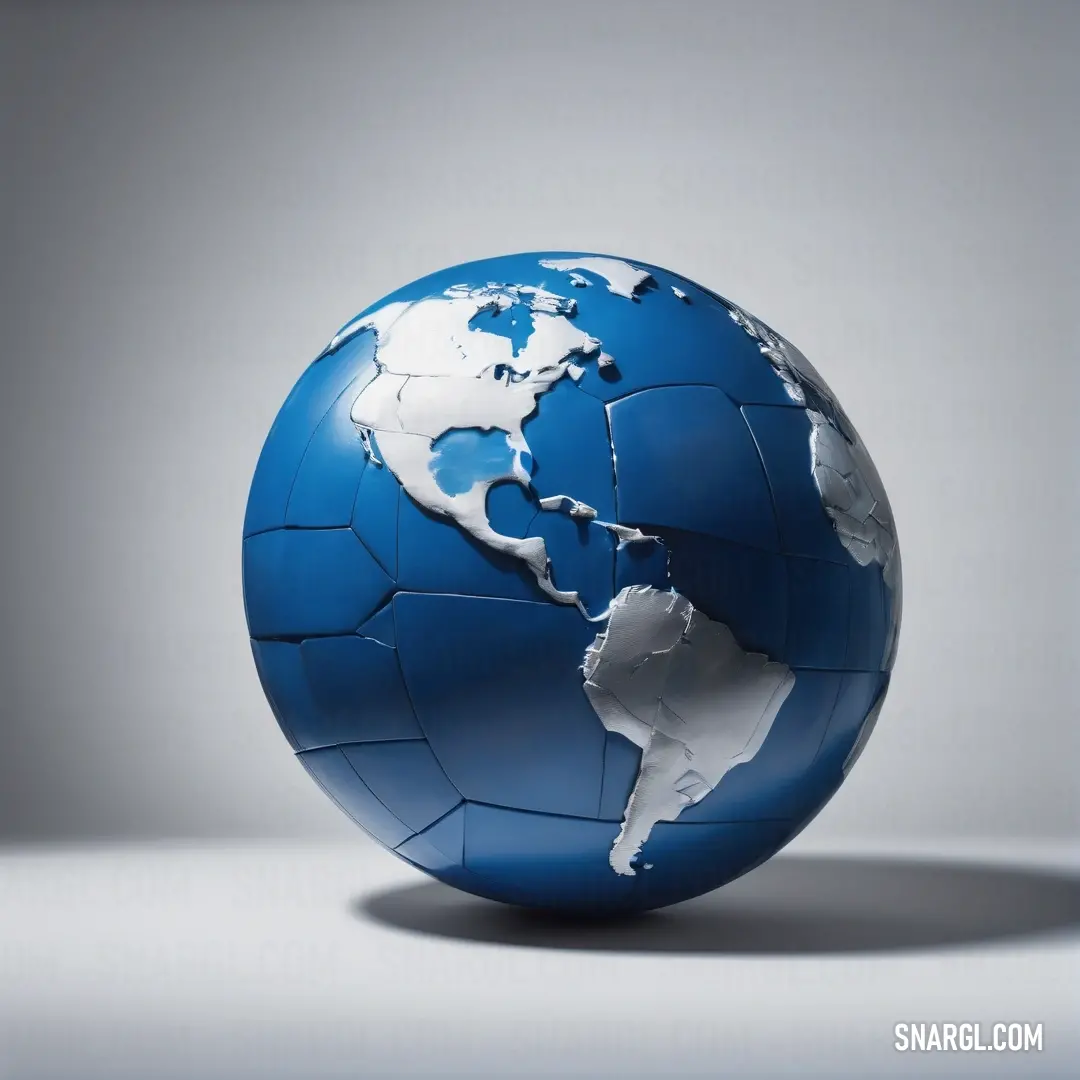 Cool black color. Blue and white globe with a gray background