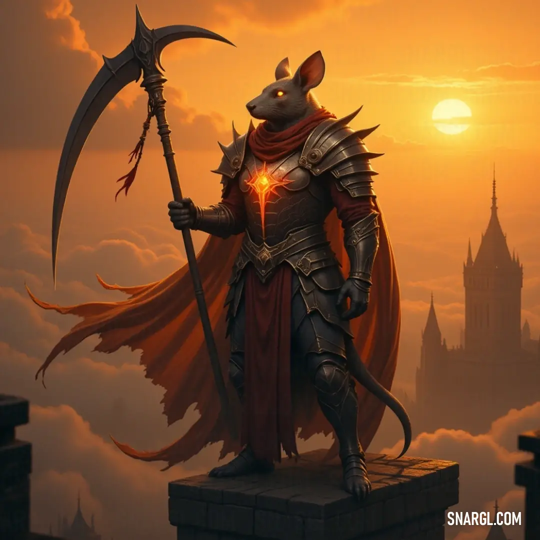 A painted image of Crav as a knight, holding a sception, exuding honor and strength. A painting of Crav, dressed as a knight, holding a sception with dignity. The intricate details of his armor and weapon convey strength, while the composition evokes a sense of regal purpose.