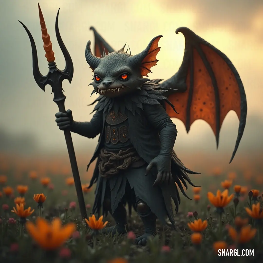 Dabble: The Serene Keeper of Nature's Harmony Dabble, holding a stylized sceptacle and sceptacle staff, stands gracefully amidst a field of colorful flowers. Its presence radiates peace and wisdom, embodying the harmony of nature and magic.