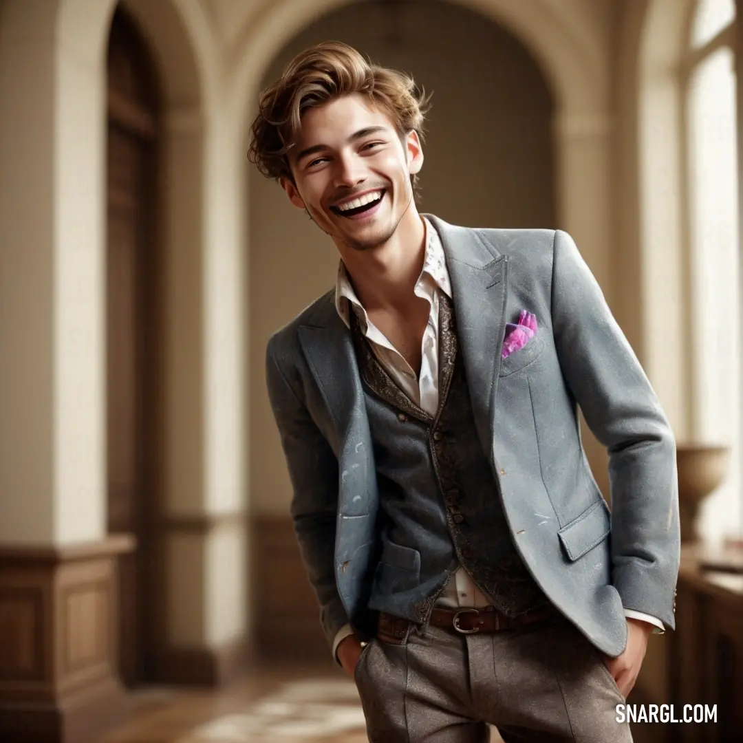 A man in a tailored suit stands in a hallway with a window casting soft light, creating a serene and sophisticated atmosphere. A man in a tailored suit, standing in a well-lit hallway. Behind him, a large window allows natural light to flood the space, adding warmth to his smile and confident demeanor.