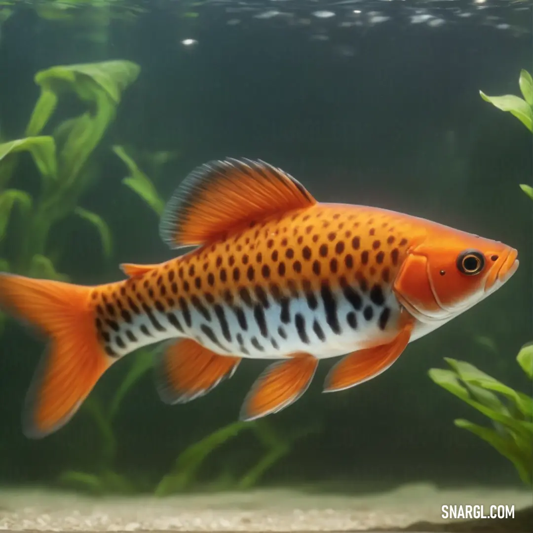 Fish swimming in a large aquarium filled with plants