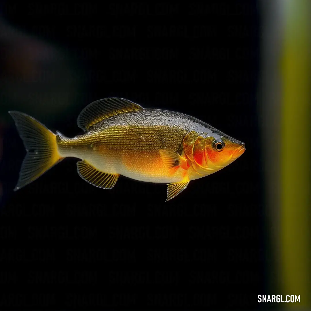 Fish that is swimming in the water with a black background