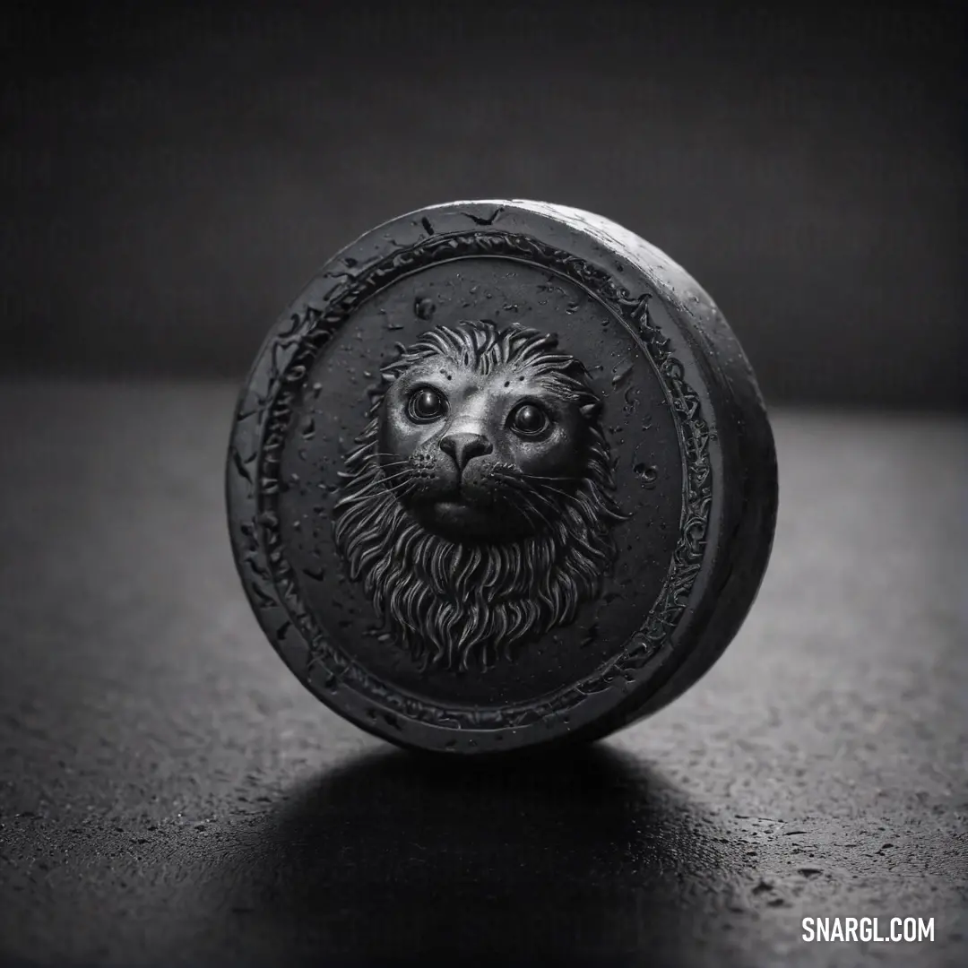 A black-and-white close-up of a lion’s head, set against a dark, textured surface. The striking contrast between the lion’s majestic features and the deep shadows highlights its strength and grace.