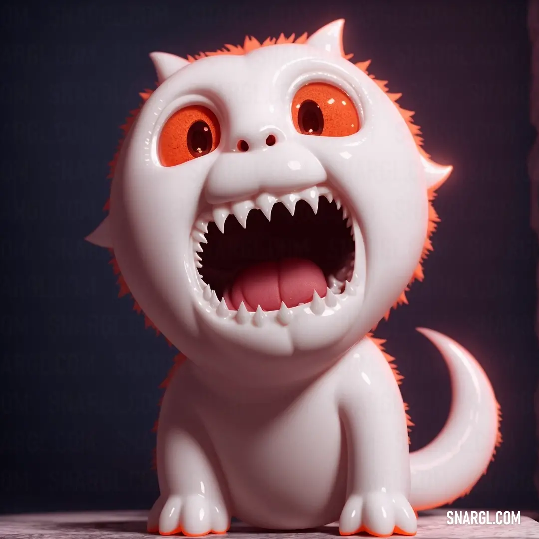 A mischievous white cat with bright orange eyes and a cheeky toothy grin sits proudly, its fur glowing in the sunlight. The quirky expression on its face is both endearing and playful, giving it an amusing, mischievous charm.