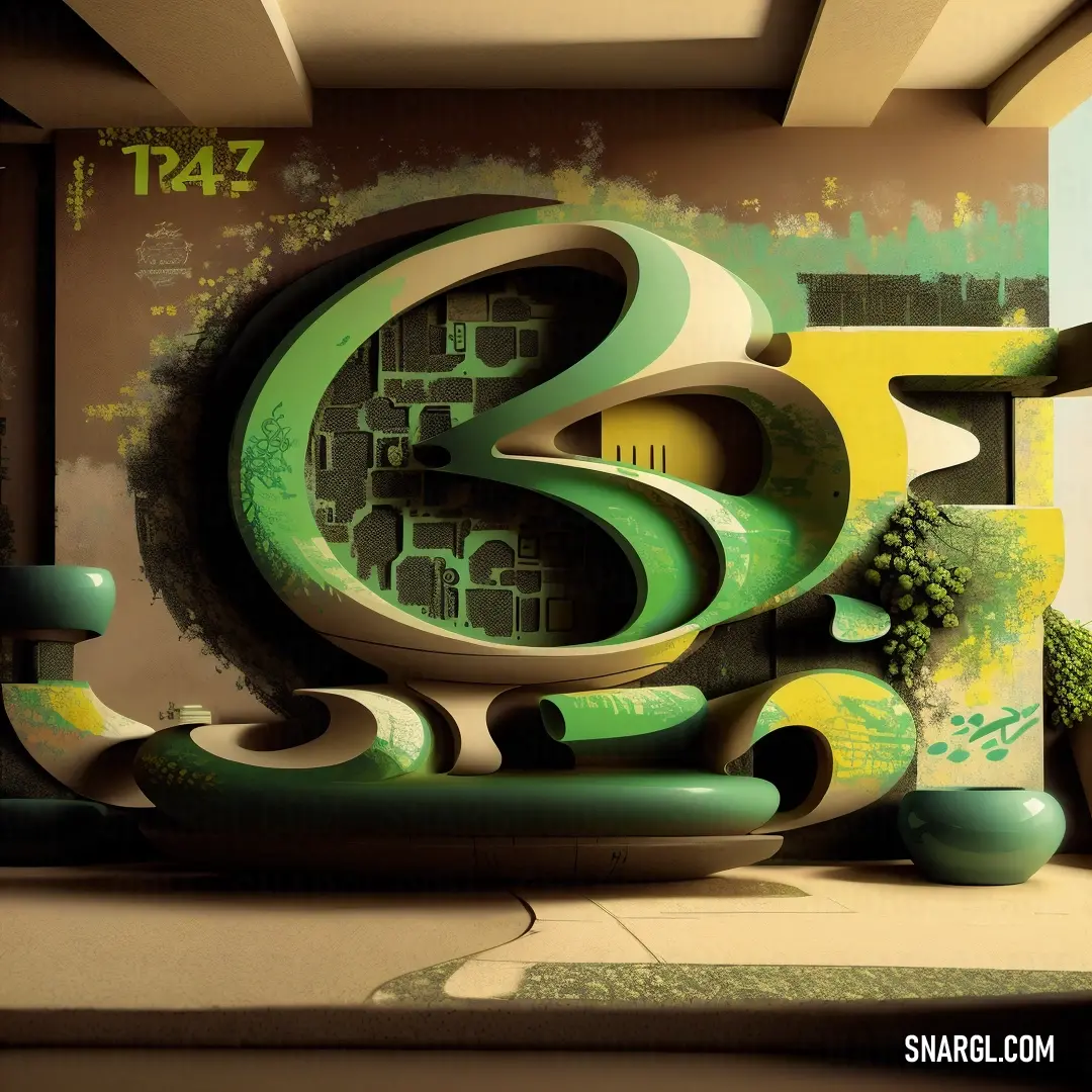 What color is #B8860B? Example - Green and white sculpture on top of a table next to a window and a vase with a plant