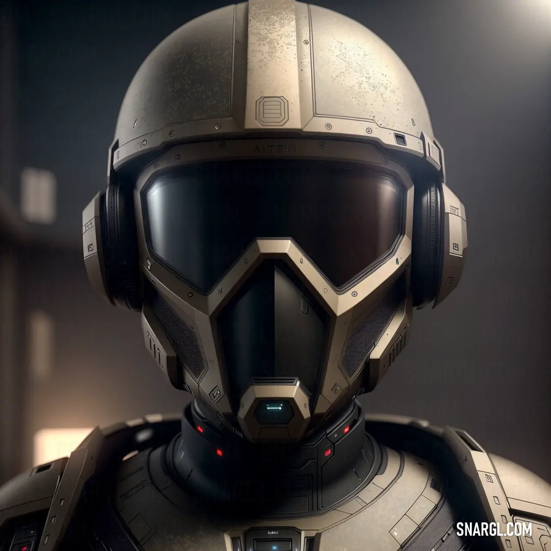 Futuristic soldier in a helmet and a sci - fi
