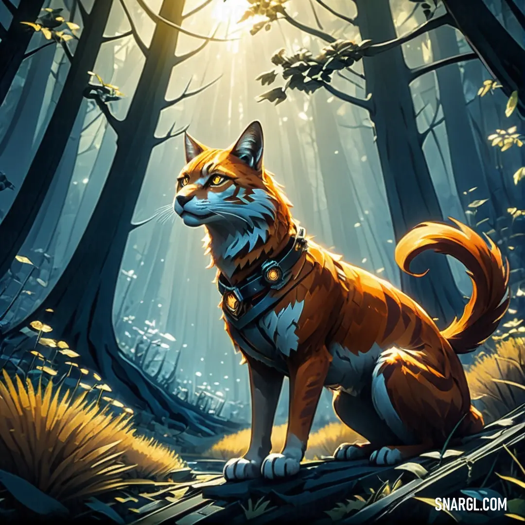 A captivating scene of a fox gracefully navigating through a sunlit forest, with vibrant leaves scattered on the ground, enveloping the viewer in the beauty of nature's colors and warmth.