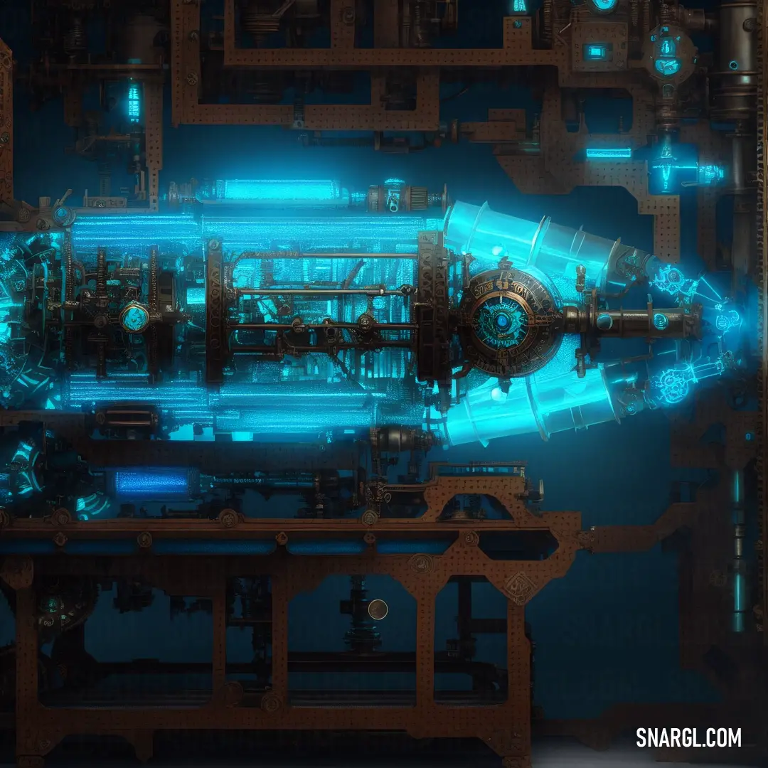 Futuristic machine with a blue light coming out of it's center of the machine is shown in this image
