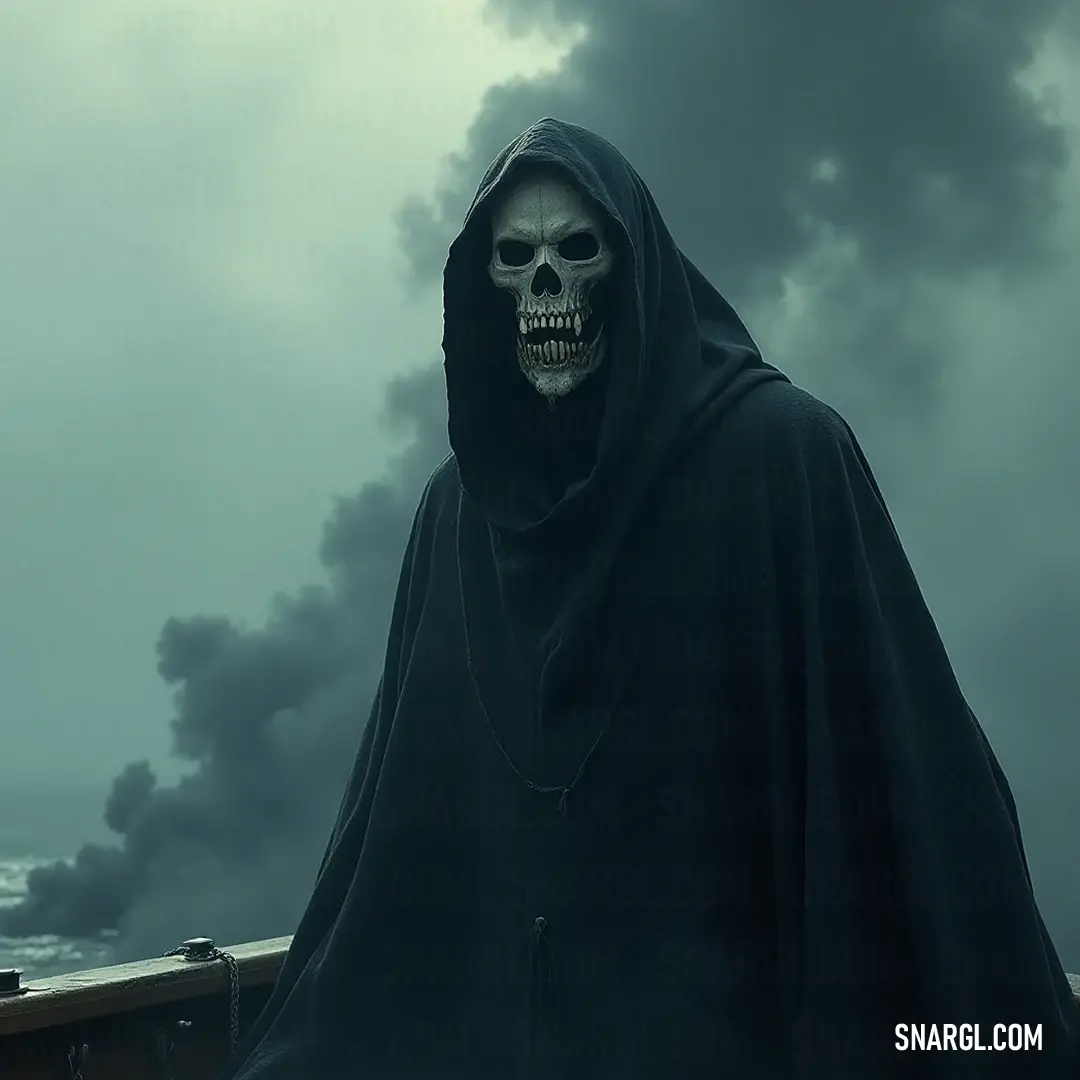 A Death Eater cloaked in darkness stands ominously with a cigarette, radiating an unsettlingly calm menace amidst a hauntingly atmospheric locale. Decked in a dark cloak that envelops their form, a Death Eater exudes an air of menace, the smoke curling around a cigarette clenched between their lips as they stand defiantly in an atmospheric setting filled with a foreboding aura.