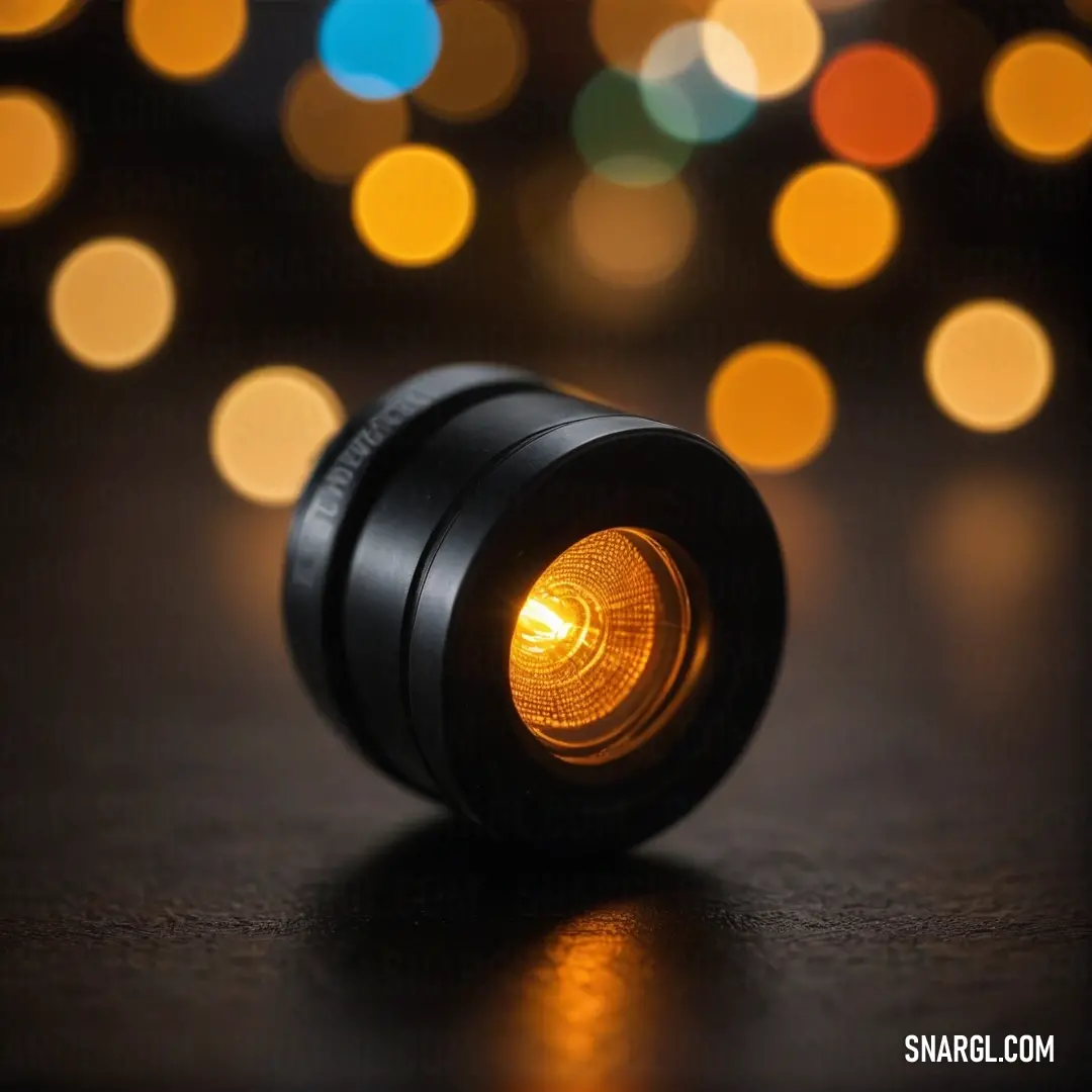 An atmospheric close-up of a stylish light illuminating a table, shrouded in an enchanting blur of ambient lights, capturing the essence of a cozy, well-designed living space.