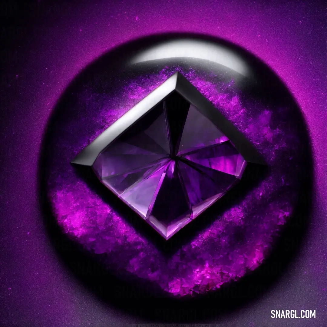 Purple diamond is in a circular purple object with a purple background and a black circle around it is a purple hue