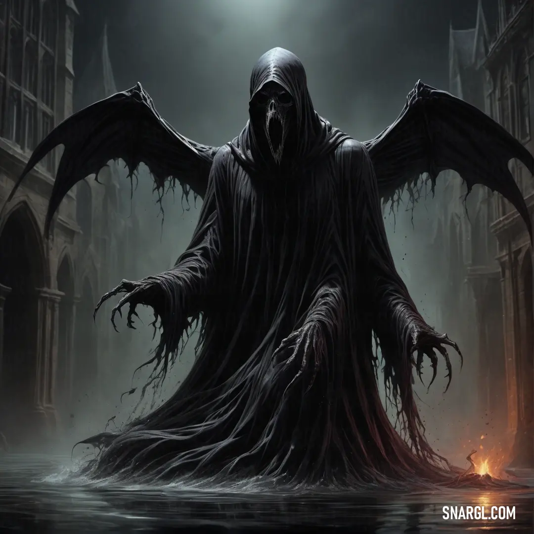 Demonic Dementor with large black wings