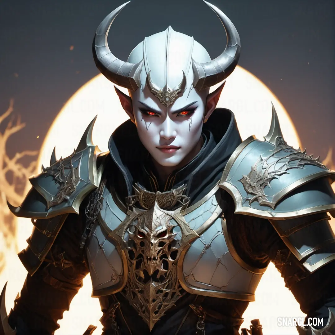 Demon Hunter in a fantasy setting with horns and horns on his head
