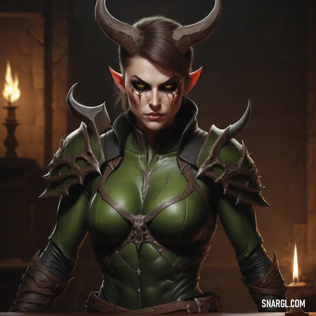 Demon Hunter with horns and horns on her head
