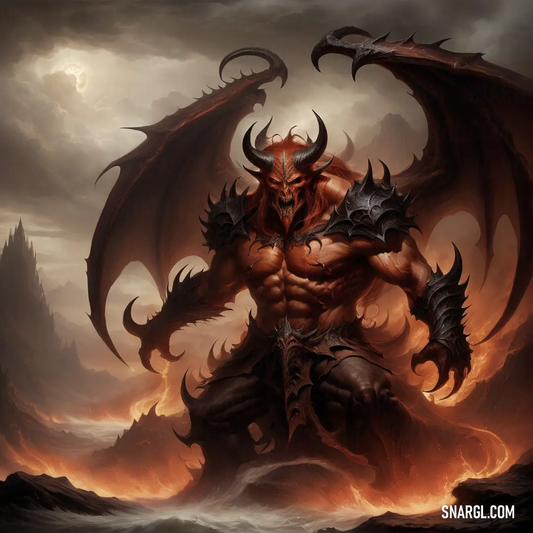 Diablo with huge horns and huge horns on his body